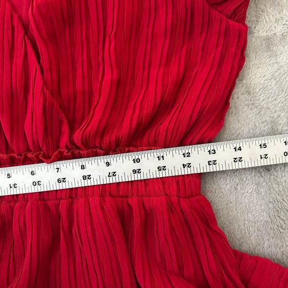 Zara Red Midi Maxi Pleated Bell Sleeve Dress Women's SMALL - Picture 6 of 8